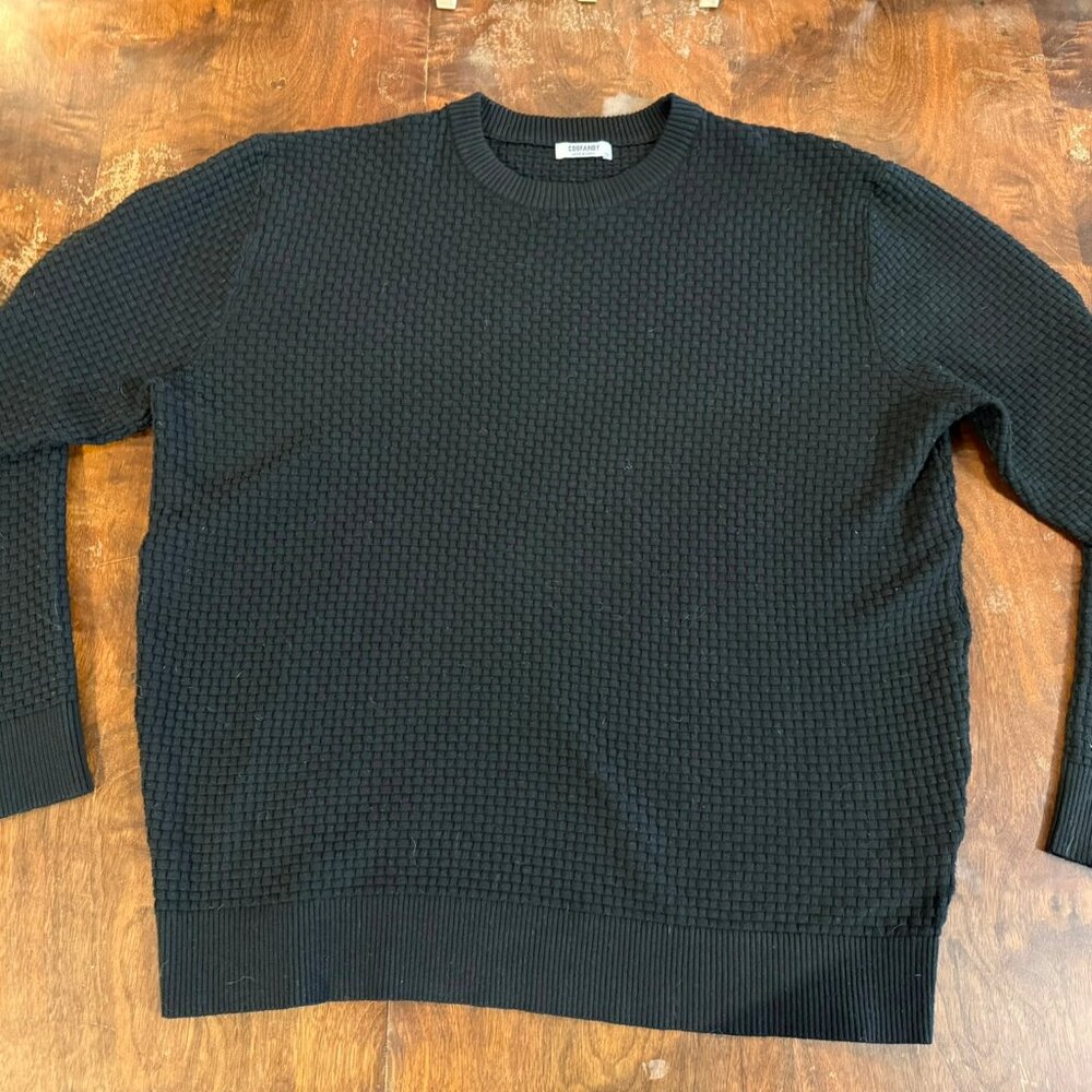 COOFANDY Men’s Black Textured Knit Sweater Crewneck Pullover XXL